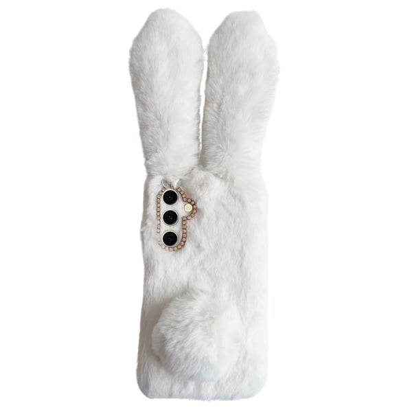 SKALO Samsung S25 3D Fluffy Bunny Cover - Hvid