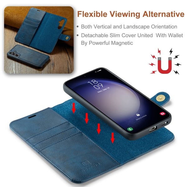 DG MING Samsung S25 2-i-1 Magnet Flip Cover - Blå