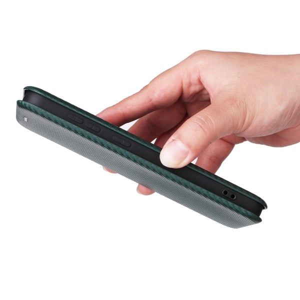 SKALO Samsung S25 Carbon Fiber Lompakkokotelo - Vihreä
