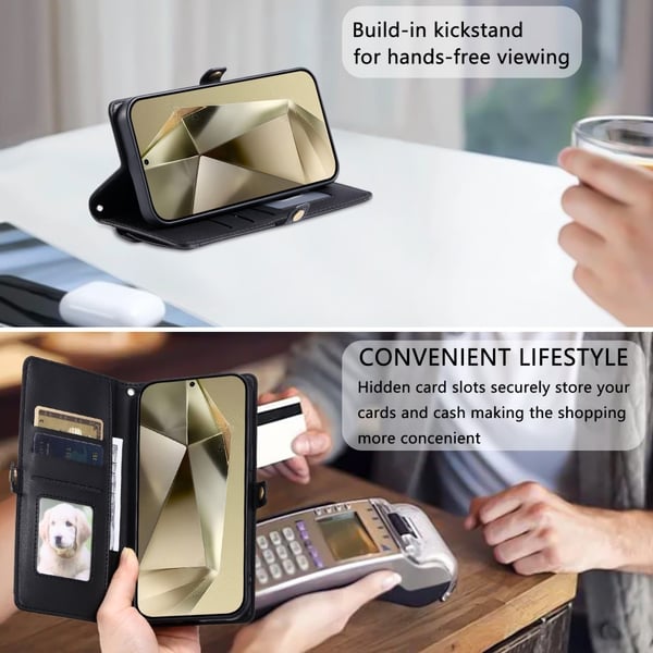SKALO Samsung S25 PU-Læder Kuvert Flip Cover - Sort