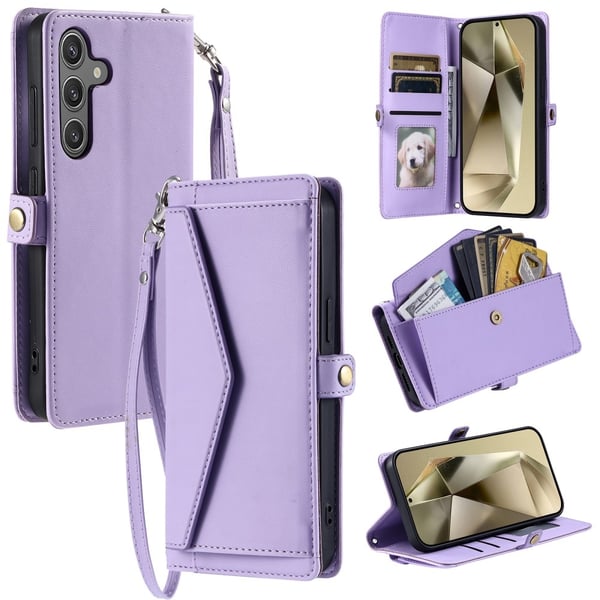 SKALO Samsung S25 PU-Læder Kuvert Flip Cover - Lilla SKALO Samsung S25 PU-Læder Kuvert Flip Cover - Lilla
