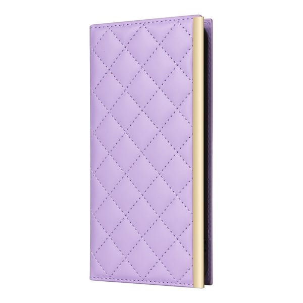 SKALO Samsung S25 Quiltet skulderrem med guldkant Flip Cover - Lilla