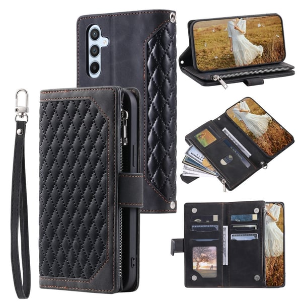 SKALO Samsung S25 Style 005 Big Wallet Quiltat Lompakkokotelo - Musta SKALO Samsung S25 Style 005 Big Wallet Quiltat Lompakkokotelo - Musta