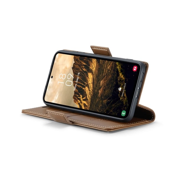 CaseMe Samsung S25 023 Series PU-Läder Flip Cover - Brun