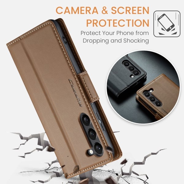 CaseMe Samsung S25 023 Series PU-Läder Flip Cover - Brun
