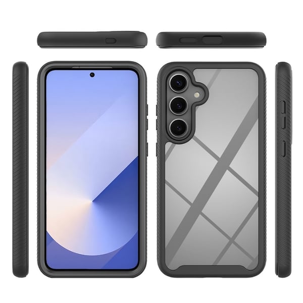 SKALO Samsung S25+ Shockproof Clear Hybrid+Skærmbeskyttelse Cover - Sort