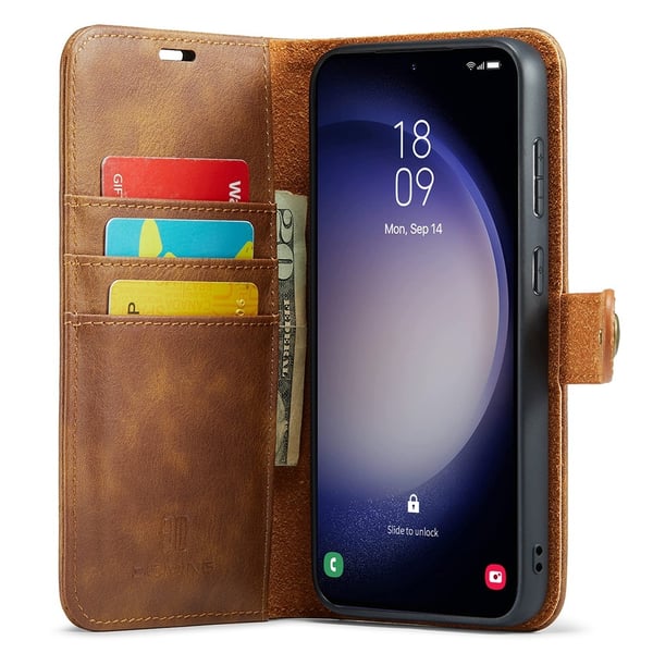DG MING Samsung S25+ 2-i-1 Magnet Flip Cover - Brun