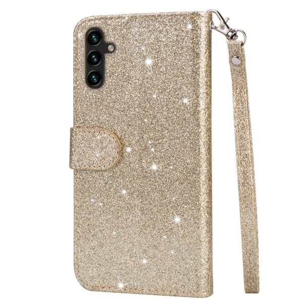 SKALO Samsung S25+ Glitter Lynlås Flip Cover - Guld