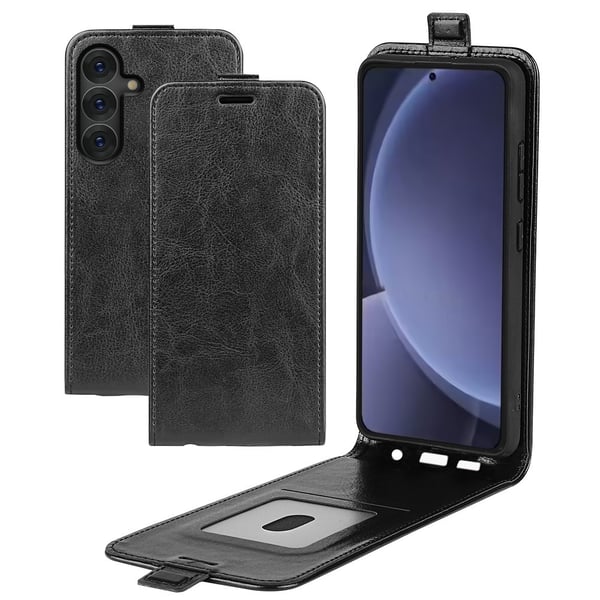 SKALO Samsung S25+ Vertical Flip PU-Læder Flip Cover - Sort