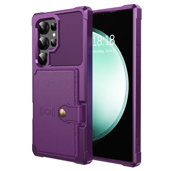 SKALO Samsung S25 Ultra Stødresistent Cover med Pung- Lilla