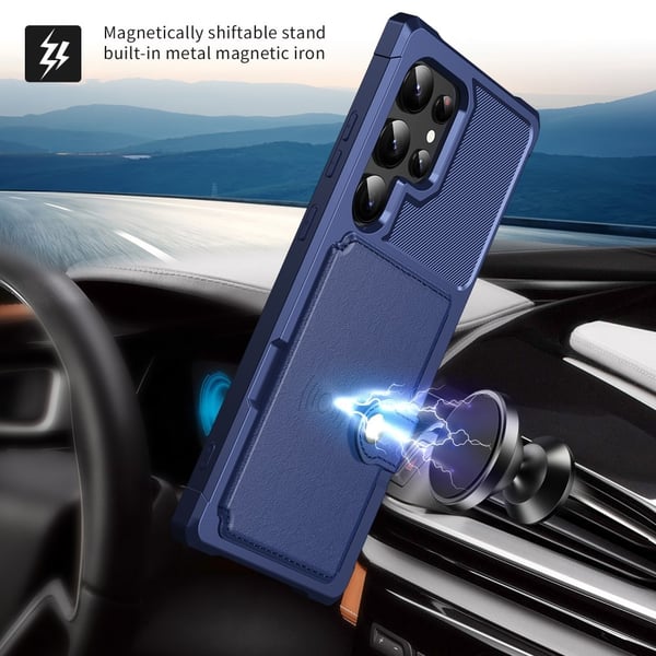 SKALO Samsung S25 Ultra Stødresistent Cover med Pung- Blå
