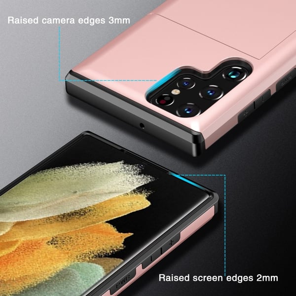 SKALO Samsung S25 Ultra Armor Kortholder Cover - Rosa guld