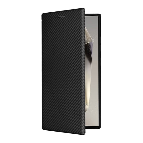SKALO Samsung S25 Ultra Carbon Fiber Flip Cover - Sort