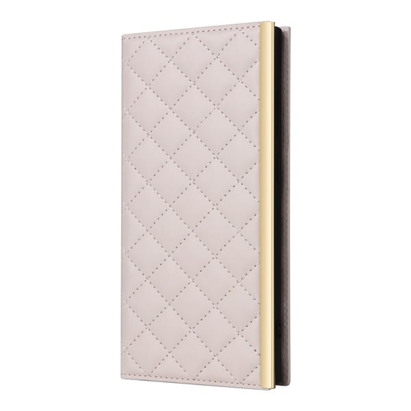 SKALO Samsung S25 Ultra Quiltet skulderrem med guldkant Flip Cover - Beige