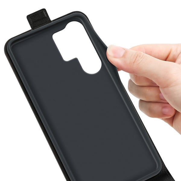SKALO Samsung S25 Ultra Vertical Flip PU-Læder Flip Cover - Sort
