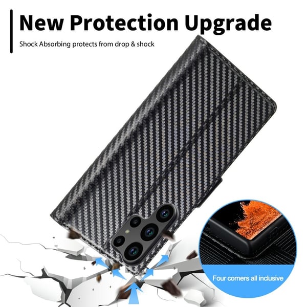 SKALO Samsung S25 Ultra LC.IMEEKE Carbon Fiber Flip Cover - Sort