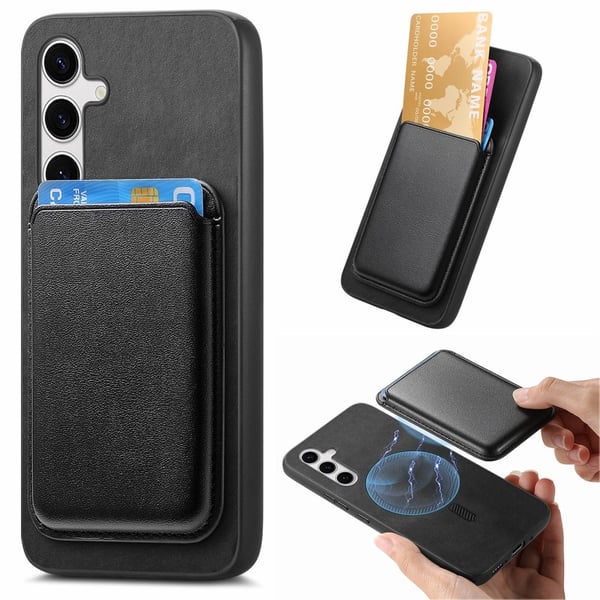 SKALO Samsung S25 2-i-1 PU-læder cover+Kortholder Cover - Sort