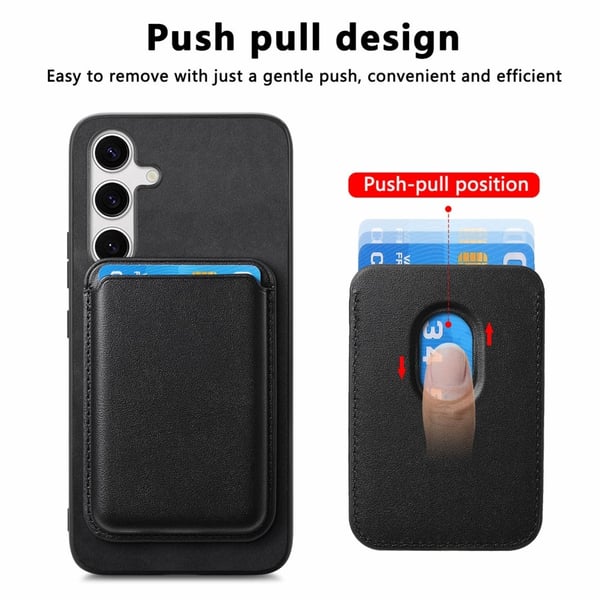 SKALO Samsung S25 2-i-1 PU-læder cover+Kortholder Cover - Sort