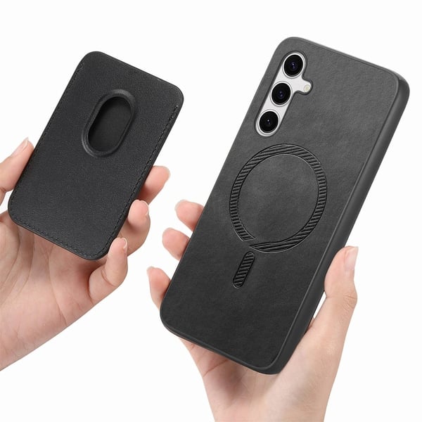 SKALO Samsung S25+ 2-i-1 PU-læder cover+Kortholder Cover - Sort