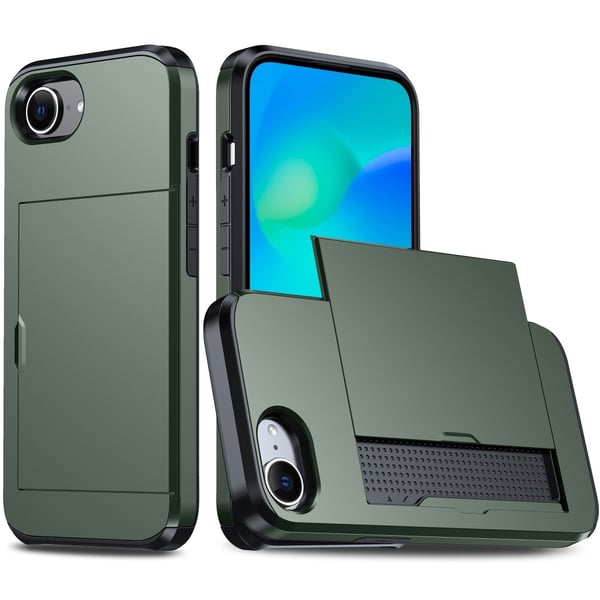 SKALO iPhone 16e Armor Kortholder Cover - Grøn