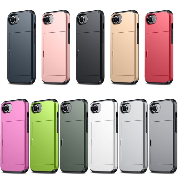 SKALO iPhone 16e Armor Kortholder Cover - Rosa guld