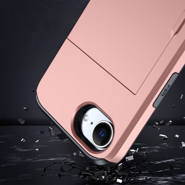SKALO iPhone 16e Armor Kortholder Cover - Rosa guld
