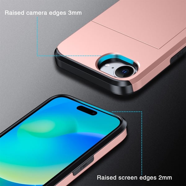SKALO iPhone 16e Armor Kortholder Cover - Rød