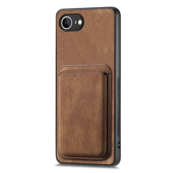 SKALO iPhone 16e PU-læder magnetisk kortholder Cover - Brun
