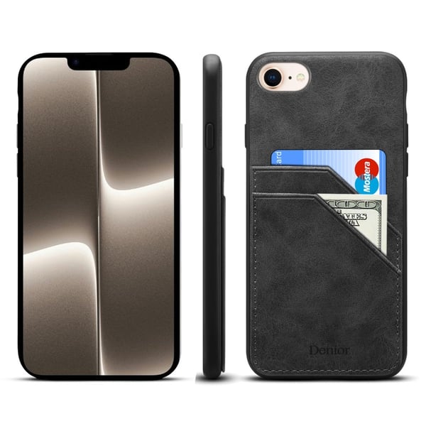 SKALO iPhone 16e PU-nahkainen kaksoiskorttipaikka Suojakuori - Musta