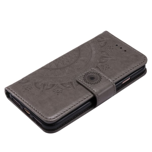 SKALO iPhone 16e Mandala Lompakkokotelo - Harmaa