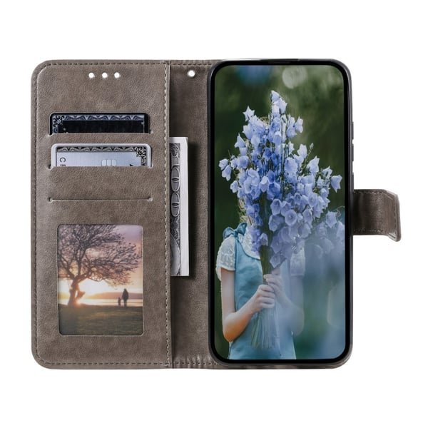 SKALO iPhone 16e Mandala Lompakkokotelo - Harmaa