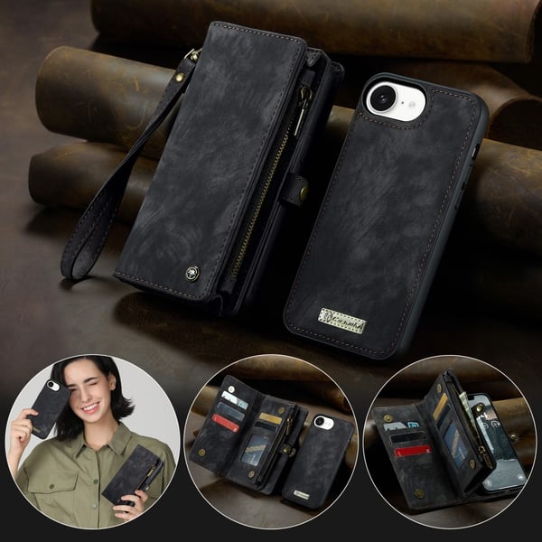 CaseMe iPhone 16e 008 BIg Wallet 2in1 Magnet Flip Cover - Sort