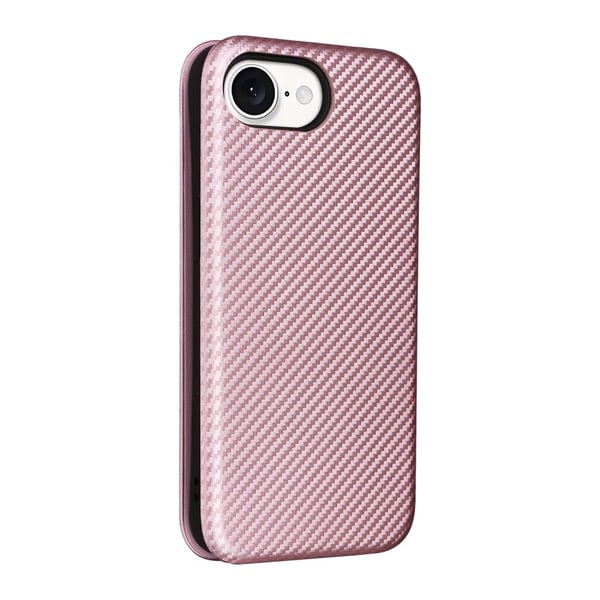 SKALO iPhone 16e Carbon Fiber Lompakkokotelo - Ruusukulta