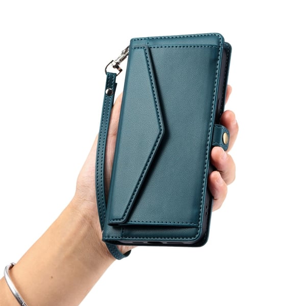 SKALO iPhone 16e PU-Læder Kuvert Flip Cover - Grøn