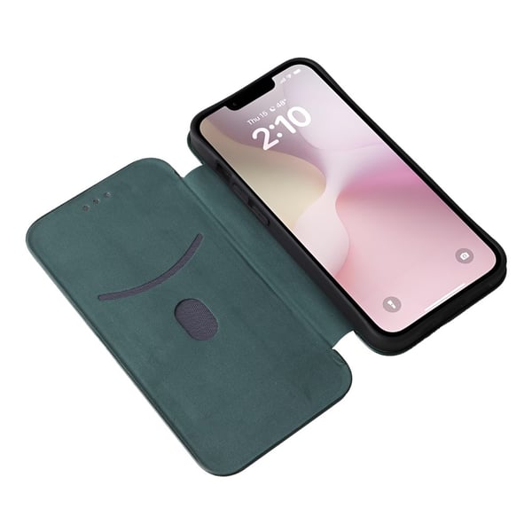 SKALO iPhone 16e Carbon Fiber Lompakkokotelo - Vihreä