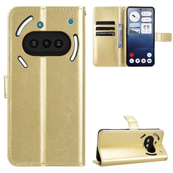 SKALO Nothing Phone (3a) 5G PU-læder Flip Cover - Guld