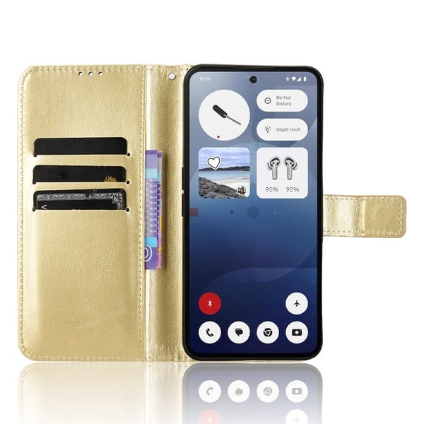 SKALO Nothing Phone (3a) 5G PU-læder Flip Cover - Guld
