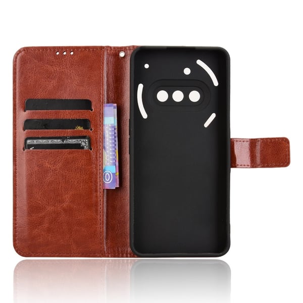SKALO Nothing Phone (3a) 5G PU-læder Flip Cover - Brun