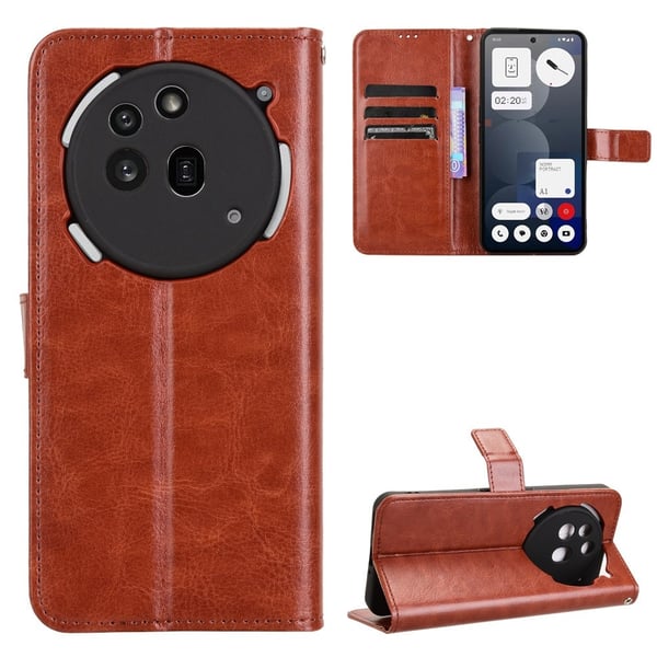 SKALO Nothing Phone (3a) Pro 5G PU-læder Flip Cover - Brun