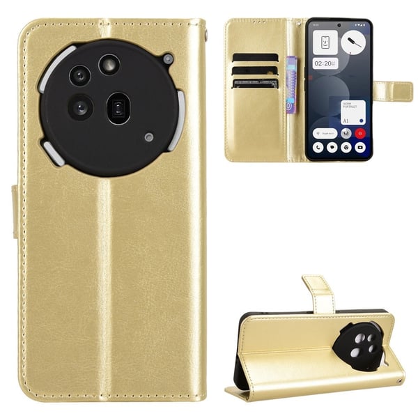 SKALO Nothing Phone (3a) Pro 5G PU-læder Flip Cover - Guld