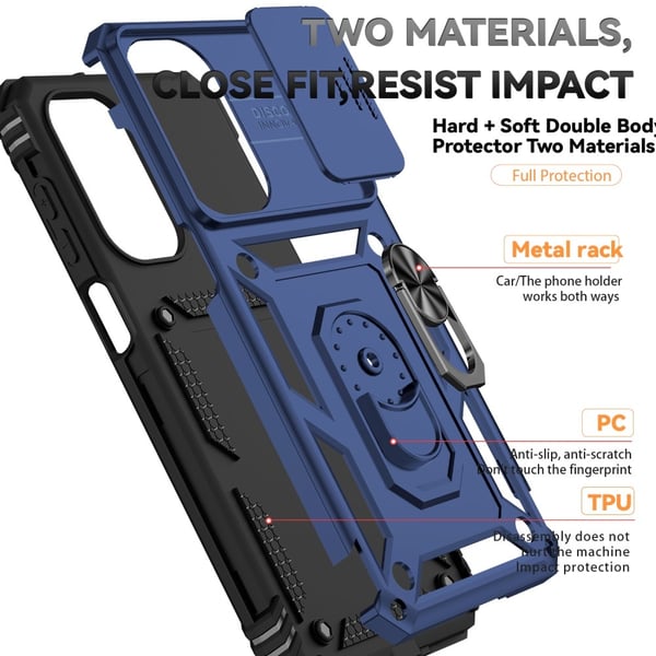SKALO Samsung A26 5G Armor Metalring Kameraskyder Cover - Blå