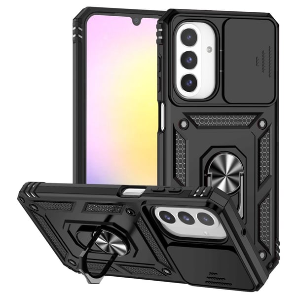 SKALO Samsung A26 5G Armor Metalring Kameraskyder Cover - Sort SKALO Samsung A26 5G Armor Metalring Kameraskyder Cover - Sort