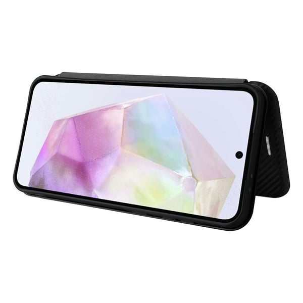 SKALO Samsung A26 5G Carbon Fiber Flip Cover - Sort