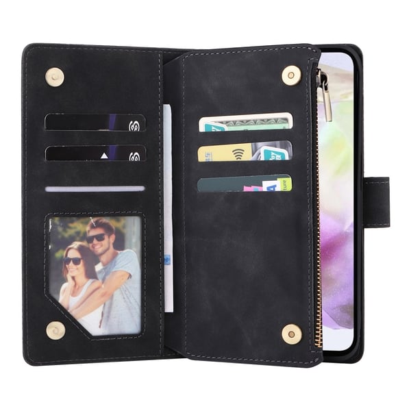SKALO Samsung A26 5G Zipper PU-læder Flip Cover - Sort