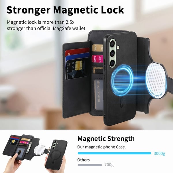 SKALO Samsung A26 5G 2-in-1 Magnet PU-Læder Ring Flip Cover - Sort