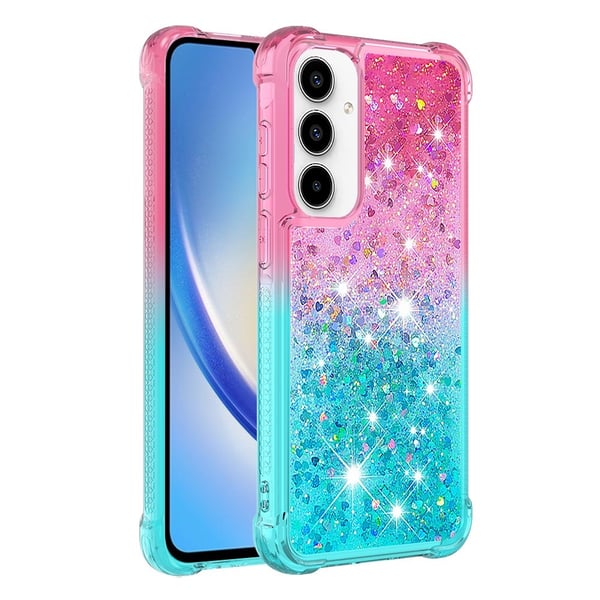 SKALO Samsung A56 5G Kviksand Glitter Cover - Pink-Turkis