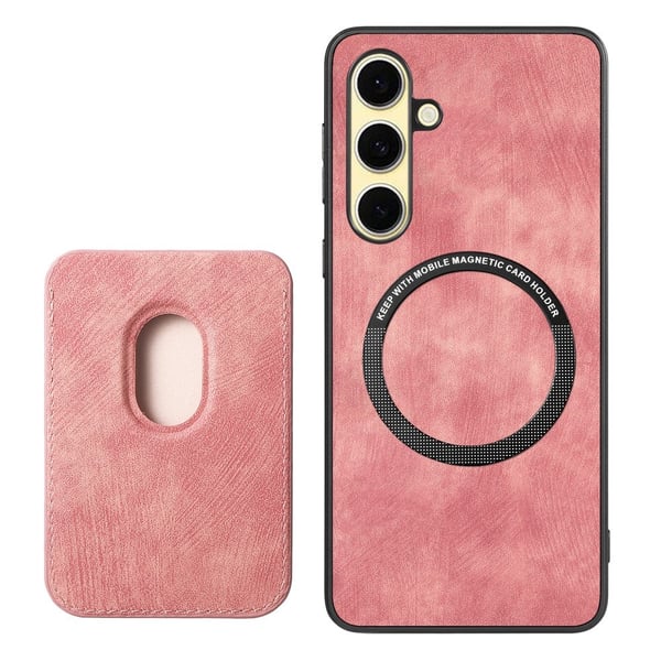 SKALO Samsung A56 5G PU-læder magnetisk kortholder Cover - Pink