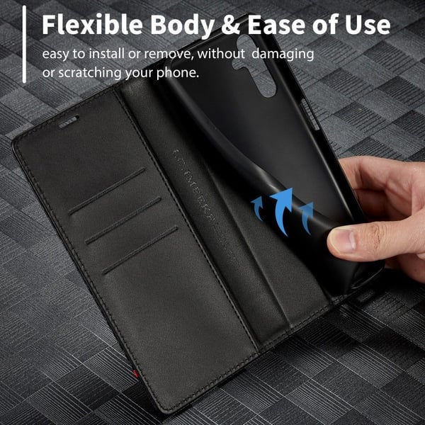 SKALO Samsung A56 5G LC.IMEEKE Carbon Fiber Flip Cover - Sort