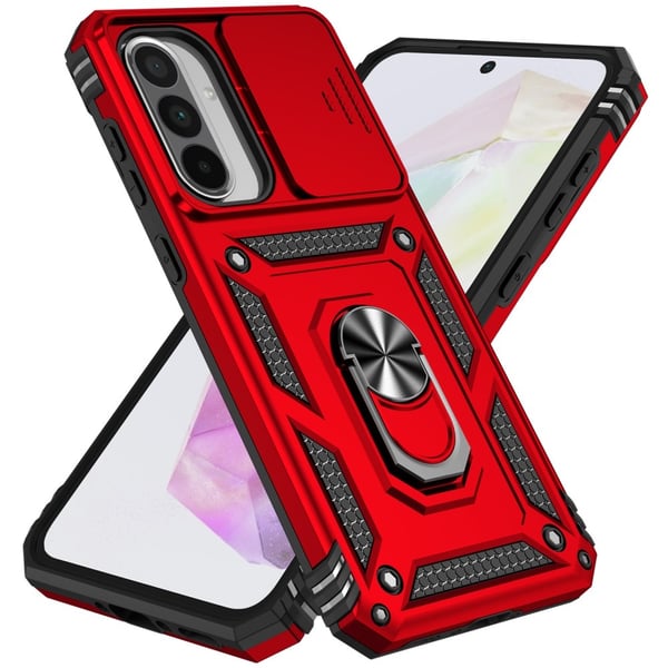 SKALO Samsung A56 5G Armor Metalring Kameraskyder Cover - Rød