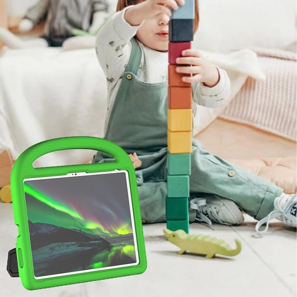SKALO iPad 11" (2025) Lapsikuori kahvalla ja jalustalla - Vihreä